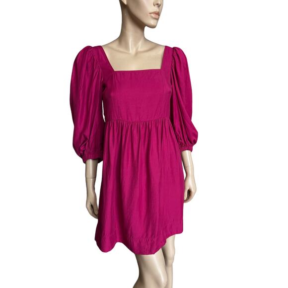 BA&SH Dresses & Skirts - Ba&sh Robe Palerme Framboise Mini Dress Size XS Linen/Viscose Blend Puff Sleeve